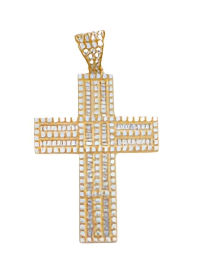 Medalla cruz zirconia 14k