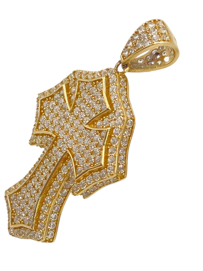 Medalla cruz zirconia 14k