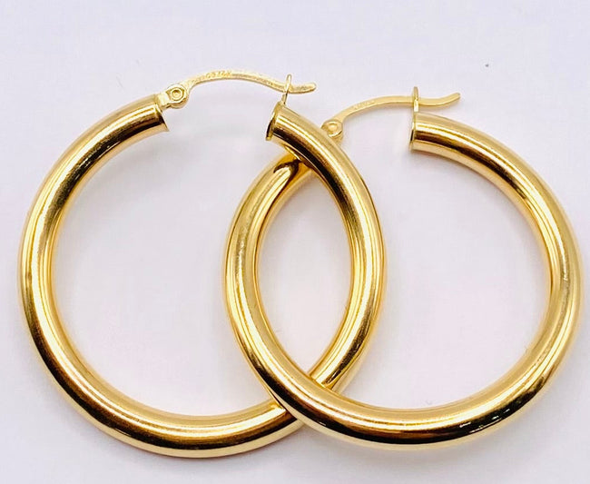 Argollas 14k,  3.75mm x 3cm