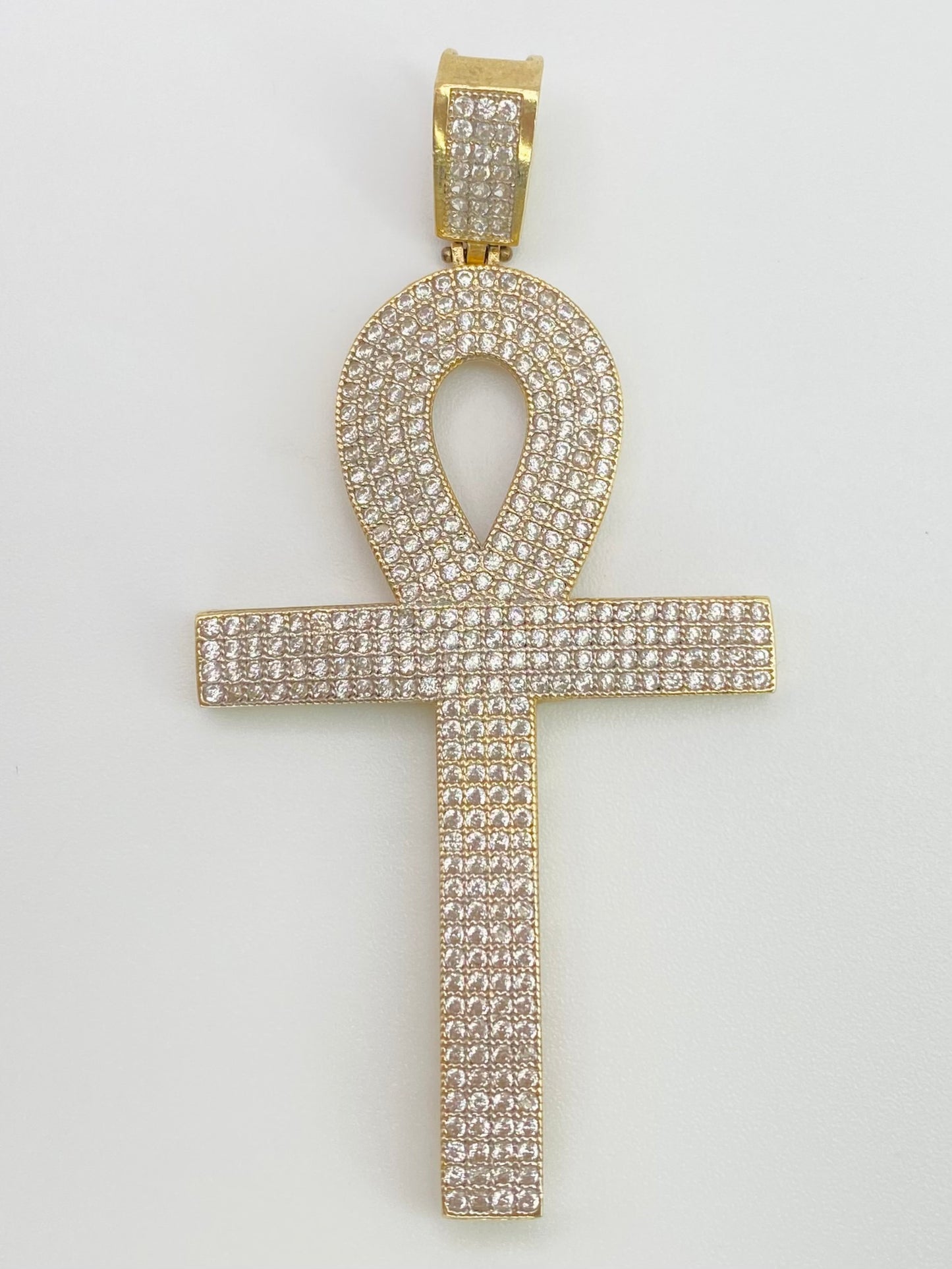 Medalla cruz zirconia 14k